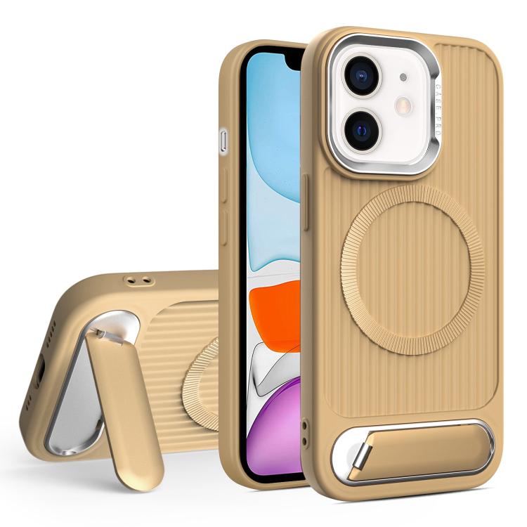 For iPhone 11 Vertical Lines Invisible Flat Holder MagSafe Phone Case