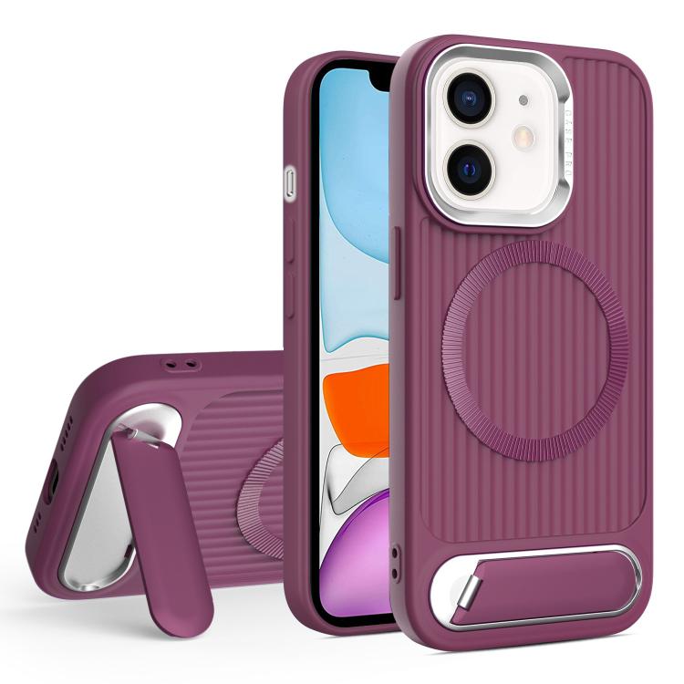 For iPhone 11 Vertical Lines Invisible Flat Holder MagSafe Phone Case