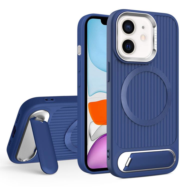 For iPhone 11 Vertical Lines Invisible Flat Holder MagSafe Phone Case