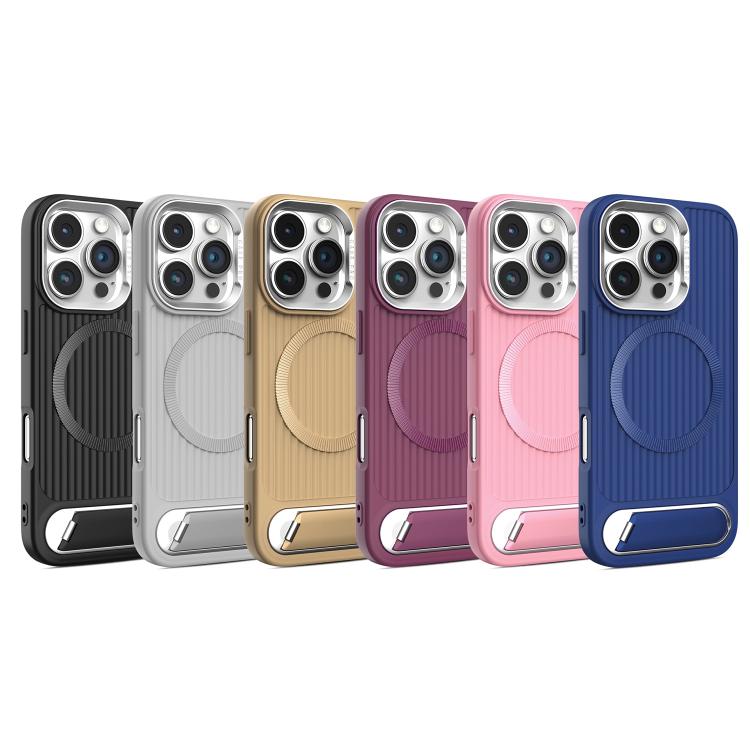 For iPhone 15 Plus Vertical Lines Invisible Flat Holder MagSafe Phone Case