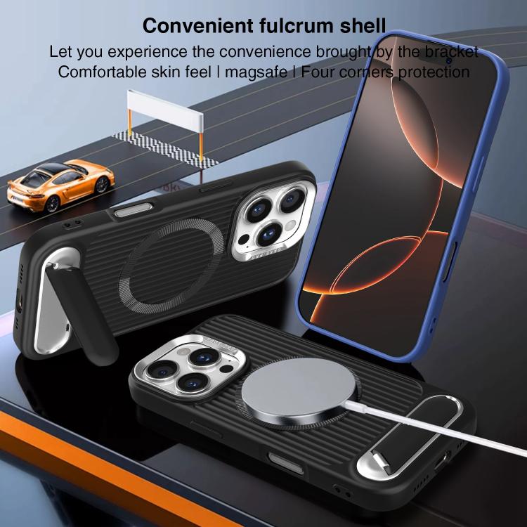 For iPhone 13 Pro Max Vertical Lines Invisible Flat Holder MagSafe Phone Case
