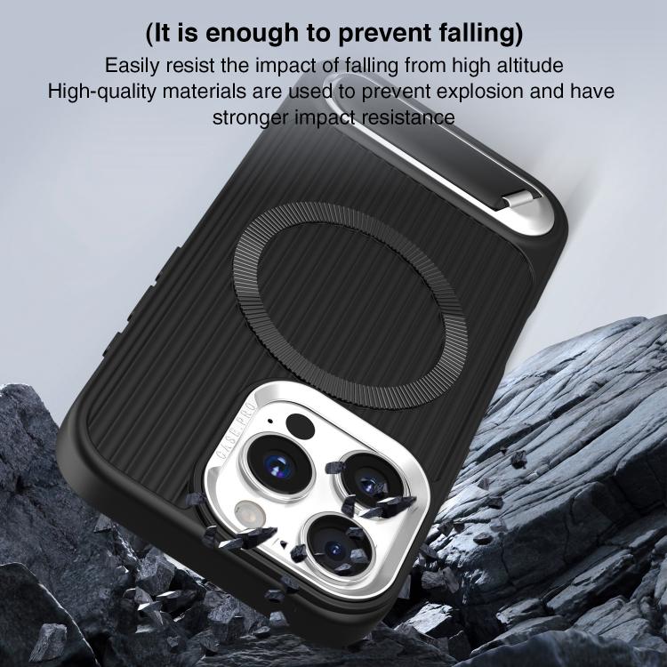 For iPhone 15 Plus Vertical Lines Invisible Flat Holder MagSafe Phone Case