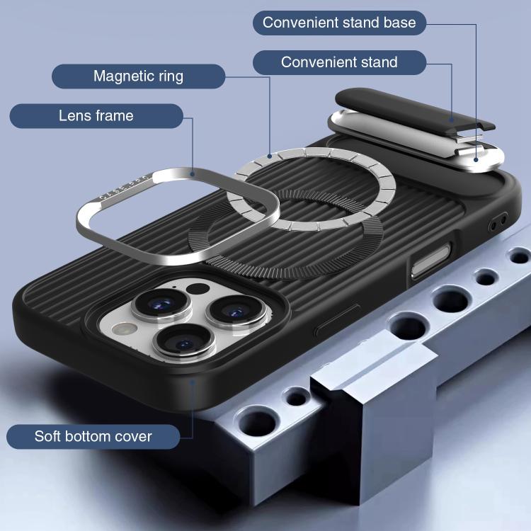 For iPhone 15 Plus Vertical Lines Invisible Flat Holder MagSafe Phone Case
