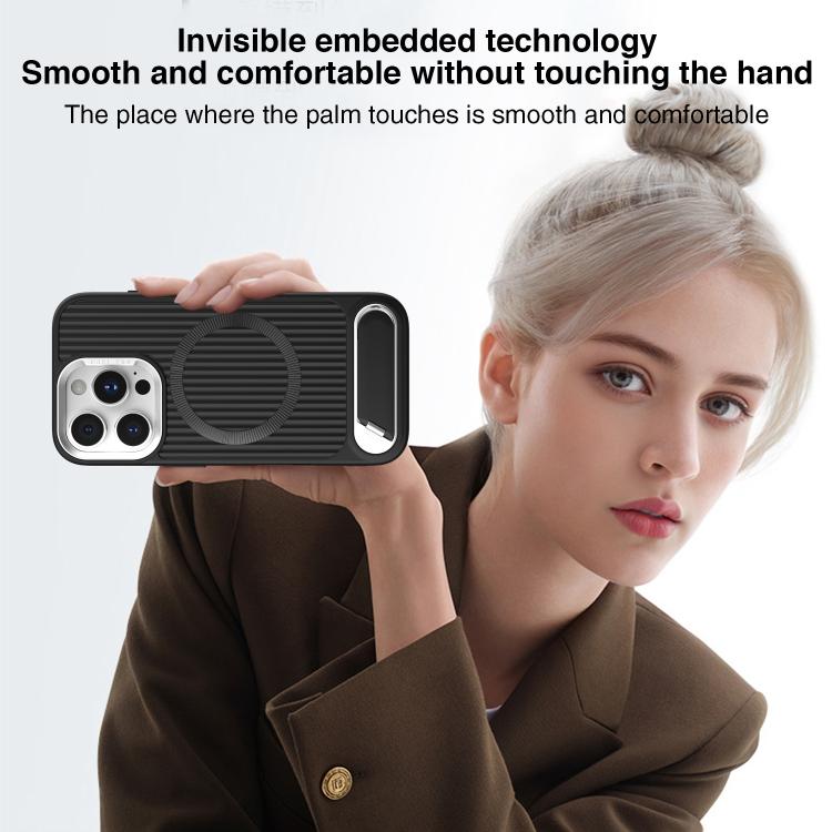 For iPhone 14 Pro Max Vertical Lines Invisible Flat Holder MagSafe Phone Case