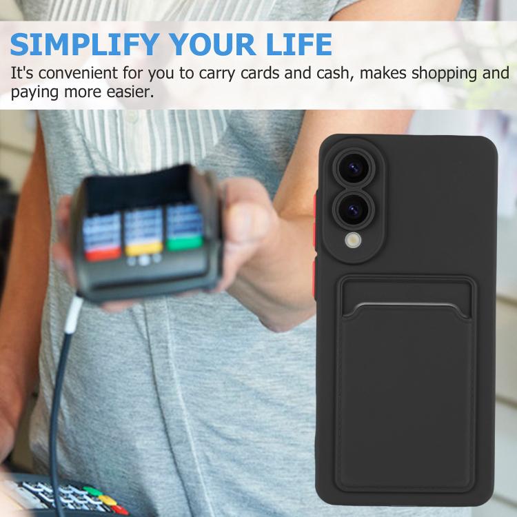 For Samsung Galaxy S25 Edge 5G Skin Feel Card Contrast Color Button TPU Phone Case