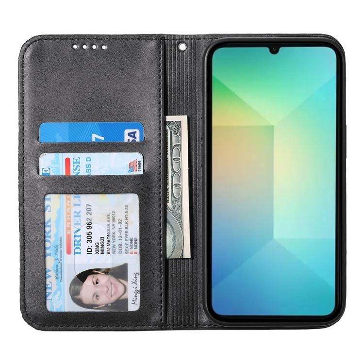 For Samsung Galaxy S25 Edge 5G Cubic Grid Calf Texture Magnetic Leather Phone Case