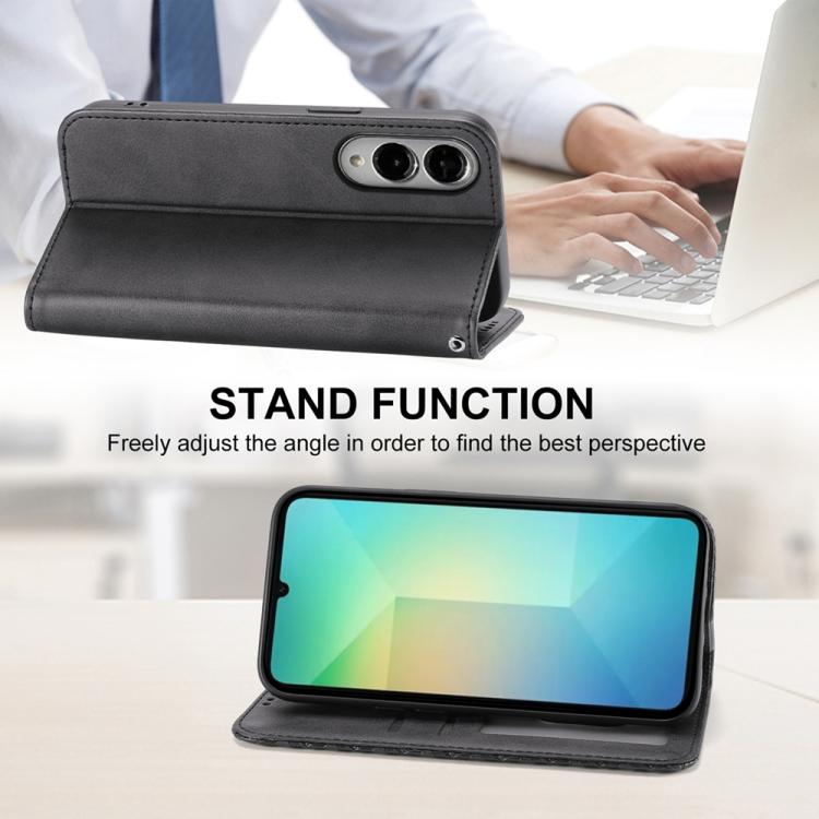 For Samsung Galaxy S25 Edge 5G Cubic Grid Calf Texture Magnetic Leather Phone Case