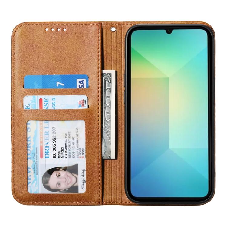 For Samsung Galaxy S25 Edge 5G Cubic Grid Calf Texture Magnetic Leather Phone Case