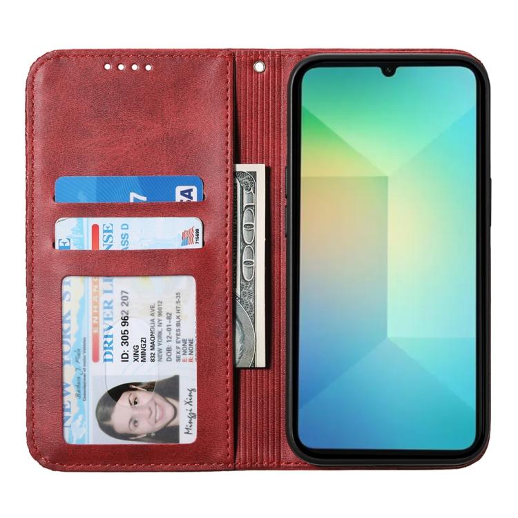 For Samsung Galaxy S25 Edge 5G Cubic Grid Calf Texture Magnetic Leather Phone Case