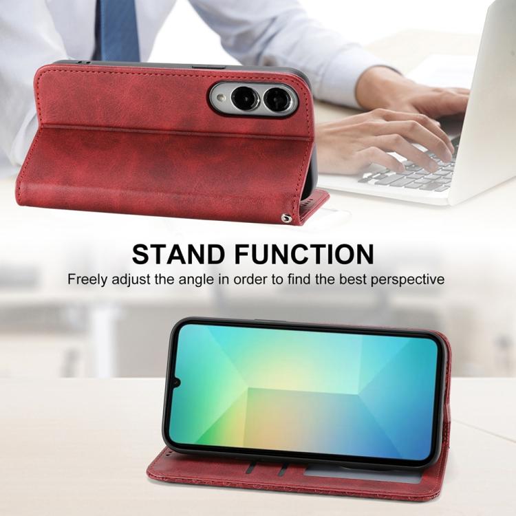 For Samsung Galaxy S25 Edge 5G Cubic Grid Calf Texture Magnetic Leather Phone Case