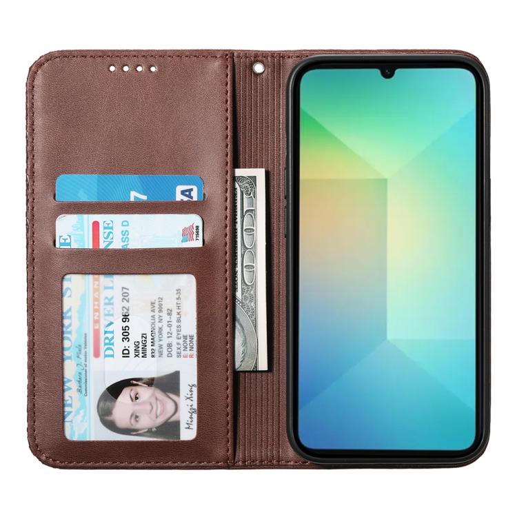 For Samsung Galaxy S25 Edge 5G Cubic Grid Calf Texture Magnetic Leather Phone Case