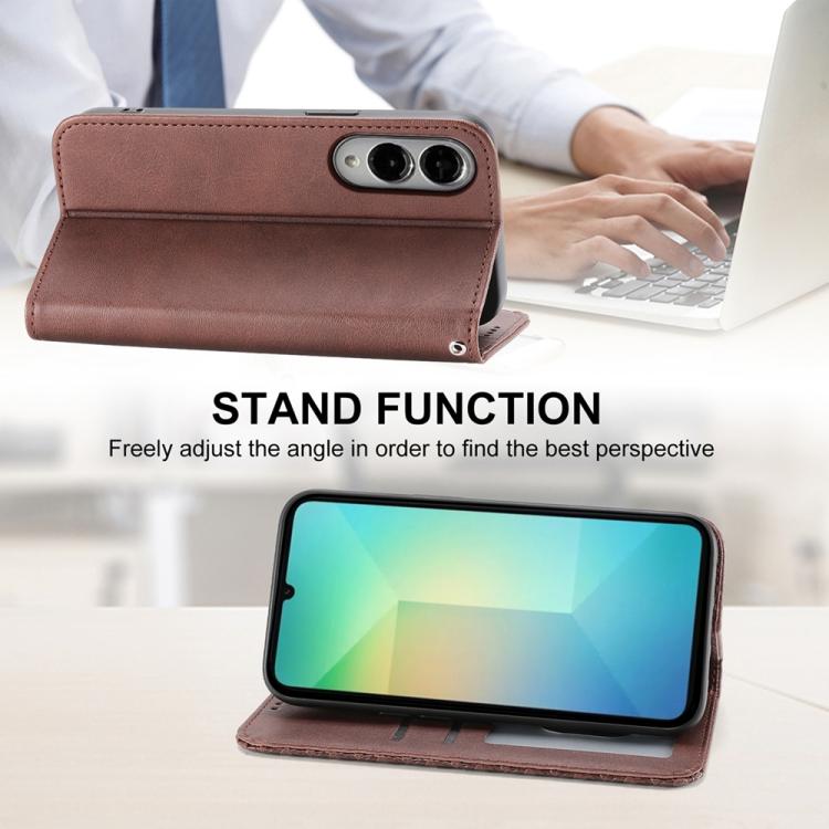 For Samsung Galaxy S25 Edge 5G Cubic Grid Calf Texture Magnetic Leather Phone Case