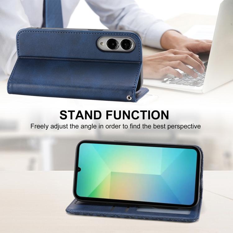 For Samsung Galaxy S25 Edge 5G Cubic Grid Calf Texture Magnetic Leather Phone Case