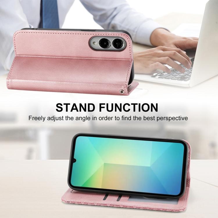 For Samsung Galaxy S25 Edge 5G Cubic Grid Calf Texture Magnetic Leather Phone Case