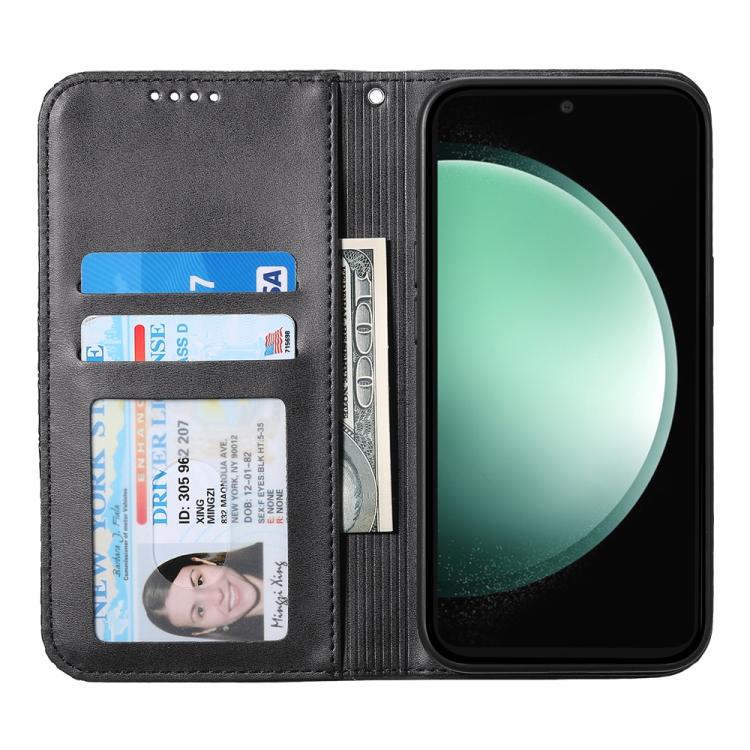 For Samsung Galaxy S25 FE 5G Cubic Grid Calf Texture Magnetic Leather Phone Case