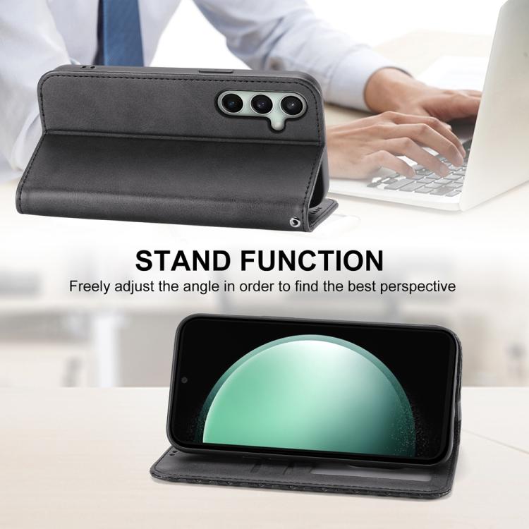For Samsung Galaxy S25 FE 5G Cubic Grid Calf Texture Magnetic Leather Phone Case
