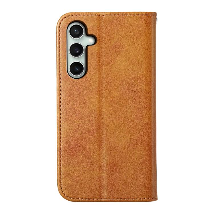 For Samsung Galaxy S25 FE 5G Cubic Grid Calf Texture Magnetic Leather Phone Case