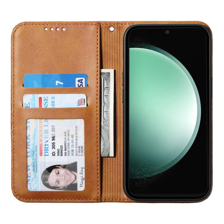 For Samsung Galaxy S25 FE 5G Cubic Grid Calf Texture Magnetic Leather Phone Case
