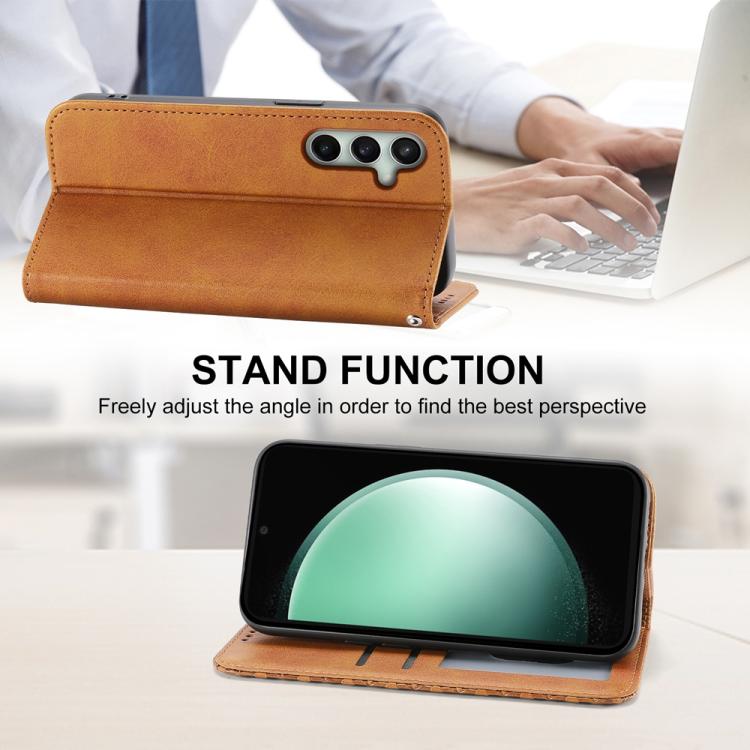 For Samsung Galaxy S25 FE 5G Cubic Grid Calf Texture Magnetic Leather Phone Case