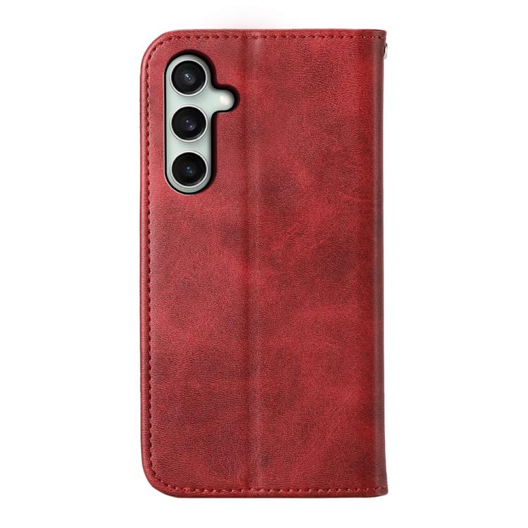 For Samsung Galaxy S25 FE 5G Cubic Grid Calf Texture Magnetic Leather Phone Case