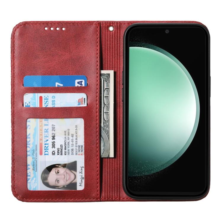 For Samsung Galaxy S25 FE 5G Cubic Grid Calf Texture Magnetic Leather Phone Case