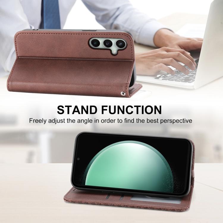 For Samsung Galaxy S25 FE 5G Cubic Grid Calf Texture Magnetic Leather Phone Case