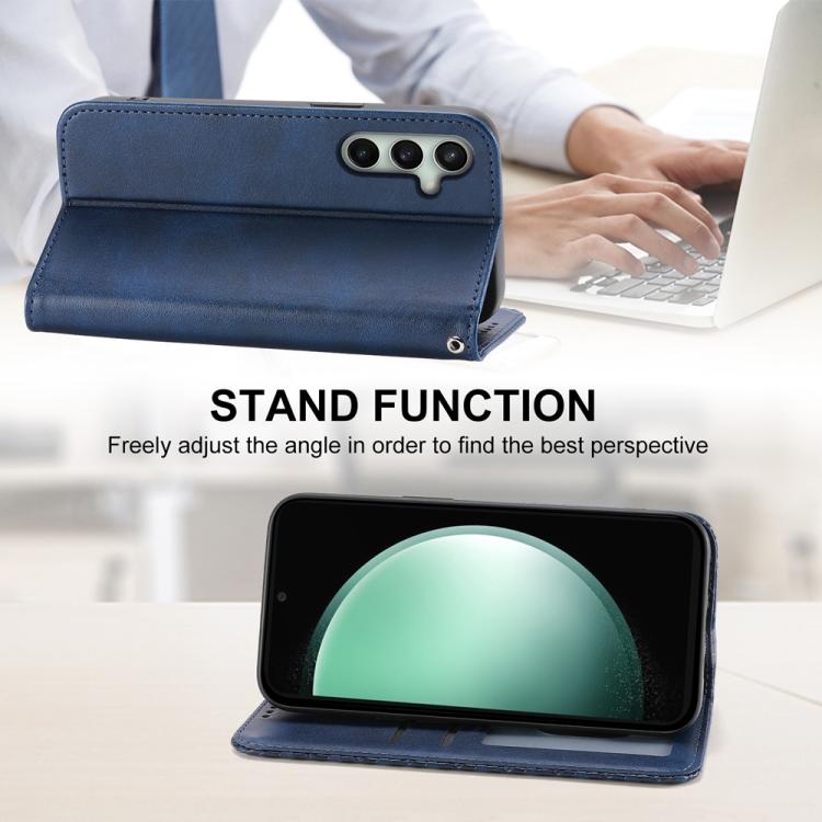 For Samsung Galaxy S25 FE 5G Cubic Grid Calf Texture Magnetic Leather Phone Case