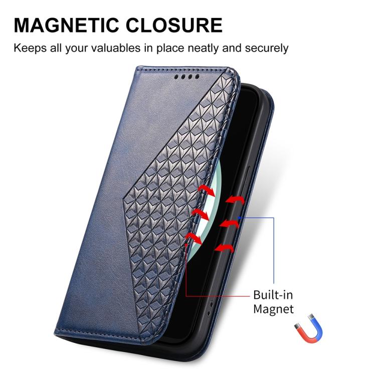 For Samsung Galaxy S25 FE 5G Cubic Grid Calf Texture Magnetic Leather Phone Case