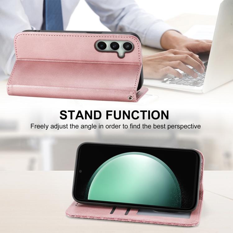 For Samsung Galaxy S25 FE 5G Cubic Grid Calf Texture Magnetic Leather Phone Case