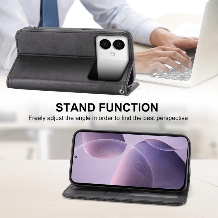 For Samsung Galaxy S26 Edge 5G Cubic Grid Calf Texture Magnetic Leather Phone Case