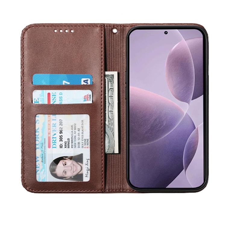 For Samsung Galaxy S26 5G Cubic Grid Calf Texture Magnetic Leather Phone Case