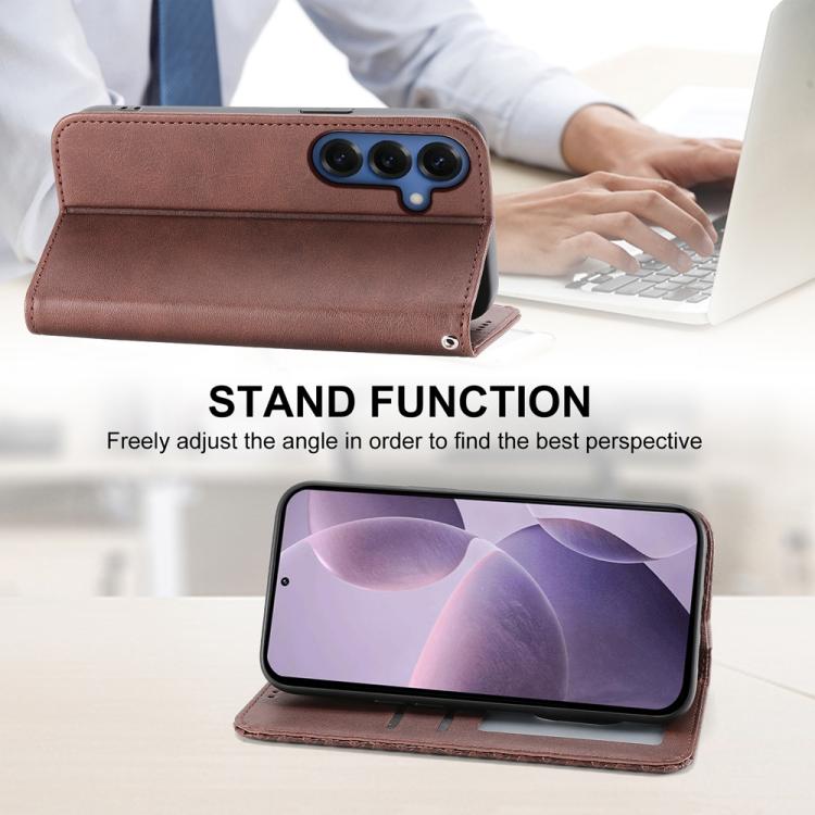 For Samsung Galaxy S26 5G Cubic Grid Calf Texture Magnetic Leather Phone Case