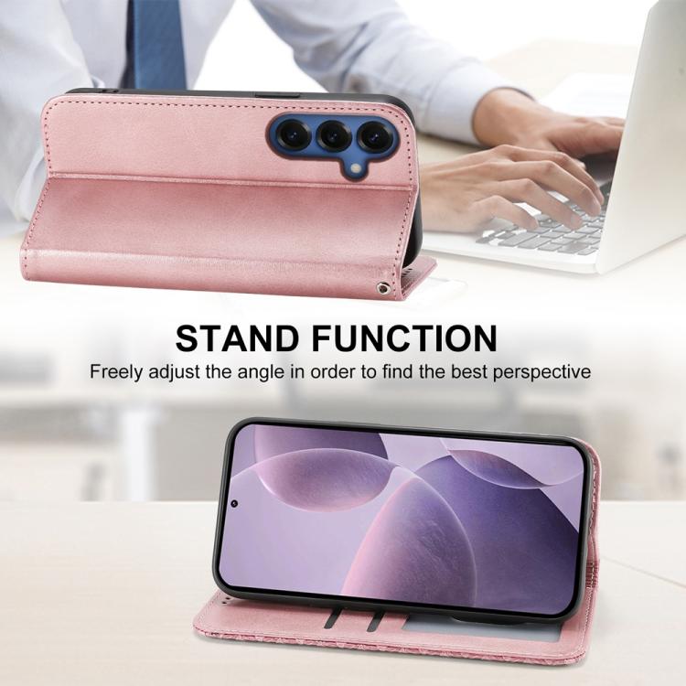 For Samsung Galaxy S26 5G Cubic Grid Calf Texture Magnetic Leather Phone Case
