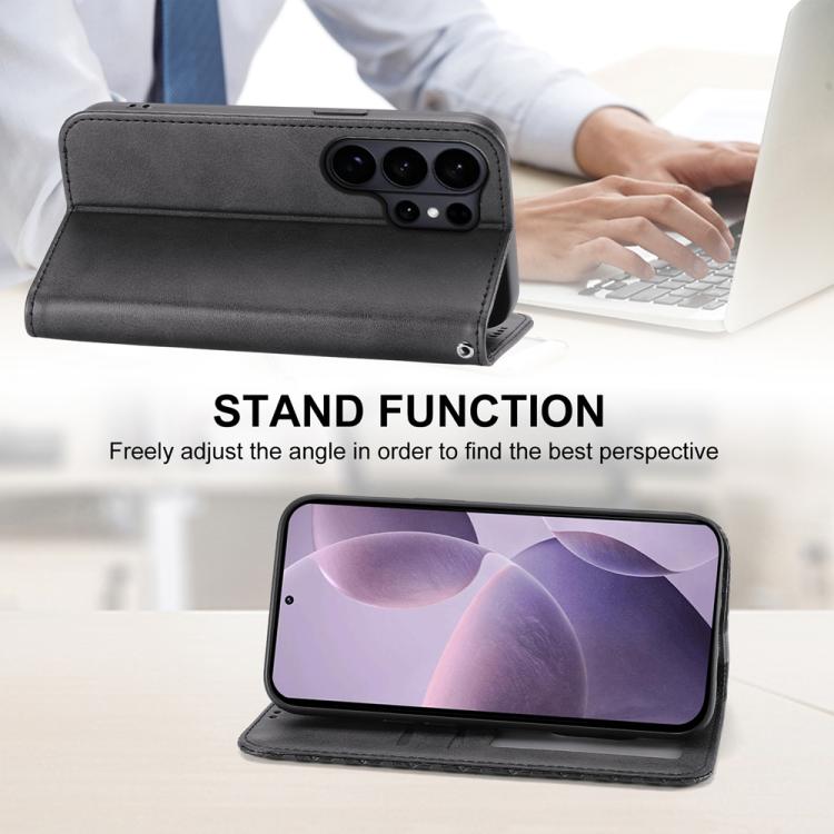 For Samsung Galaxy S26 Ultra 5G Cubic Grid Calf Texture Magnetic Leather Phone Case