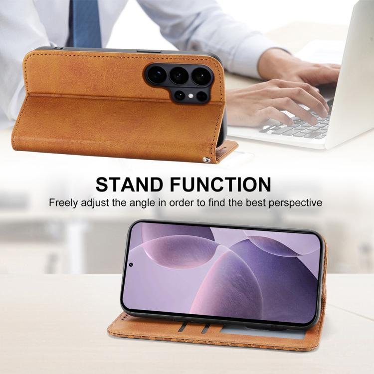 For Samsung Galaxy S26 Ultra 5G Cubic Grid Calf Texture Magnetic Leather Phone Case