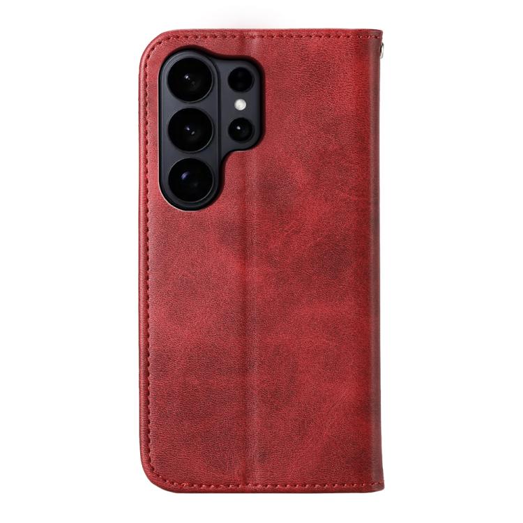 For Samsung Galaxy S26 Ultra 5G Cubic Grid Calf Texture Magnetic Leather Phone Case