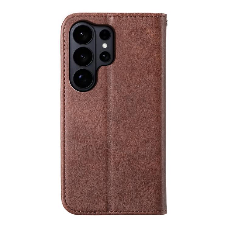 For Samsung Galaxy S26 Ultra 5G Cubic Grid Calf Texture Magnetic Leather Phone Case