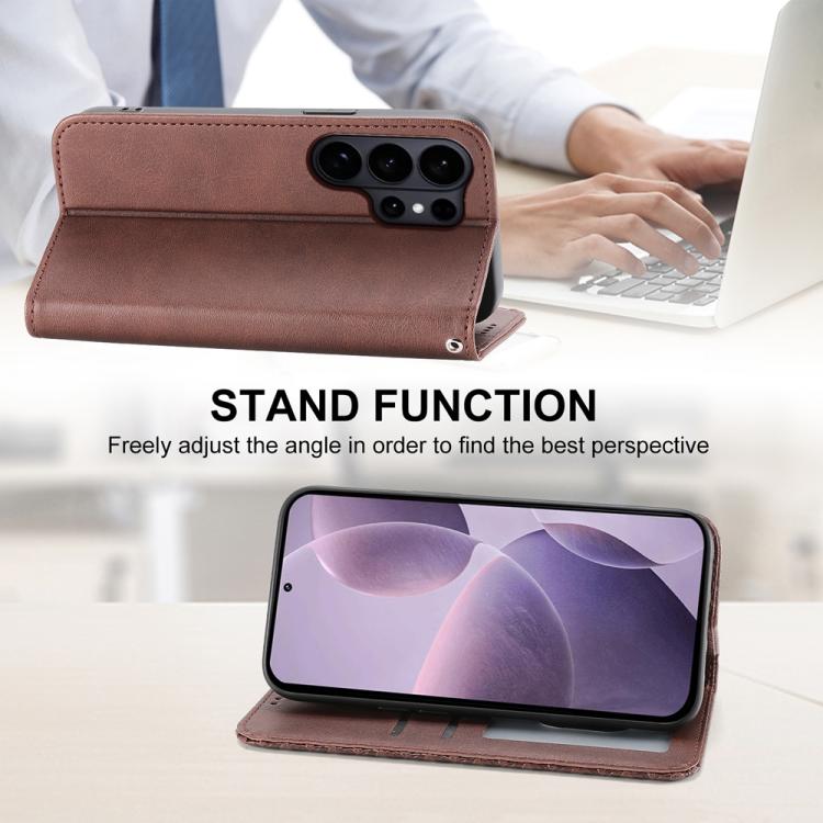 For Samsung Galaxy S26 Ultra 5G Cubic Grid Calf Texture Magnetic Leather Phone Case