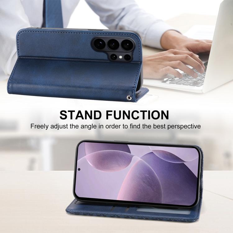 For Samsung Galaxy S26 Ultra 5G Cubic Grid Calf Texture Magnetic Leather Phone Case