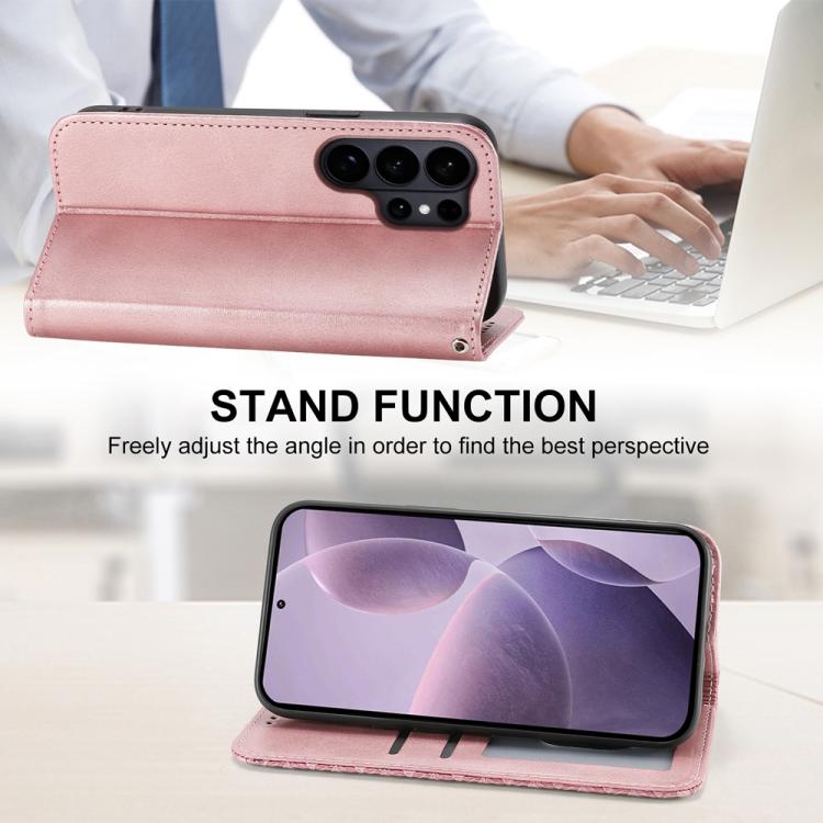 For Samsung Galaxy S26 Ultra 5G Cubic Grid Calf Texture Magnetic Leather Phone Case