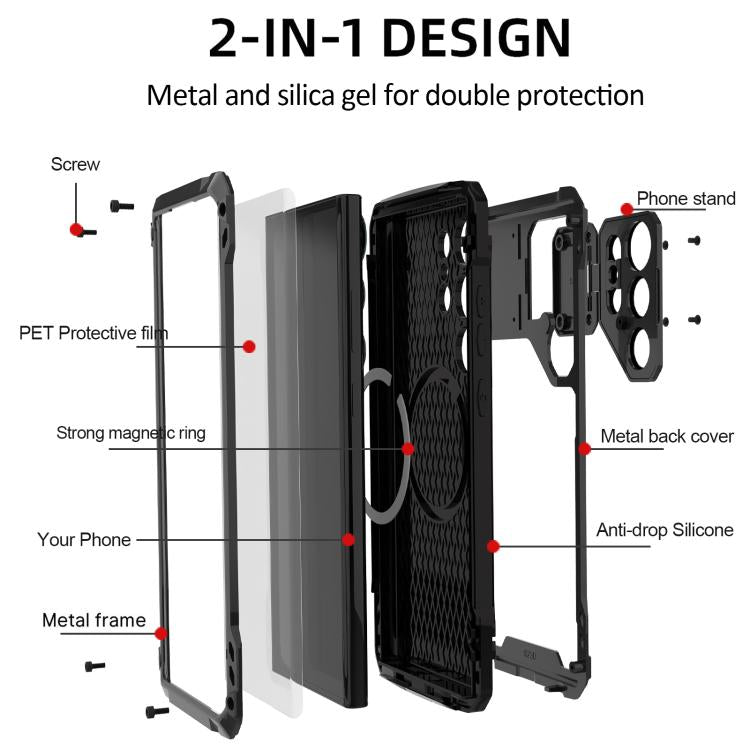 For Samsung Galaxy S24 Ultra 5G Shockproof Life Waterproof Dustproof Metal MagSafe Phone Case