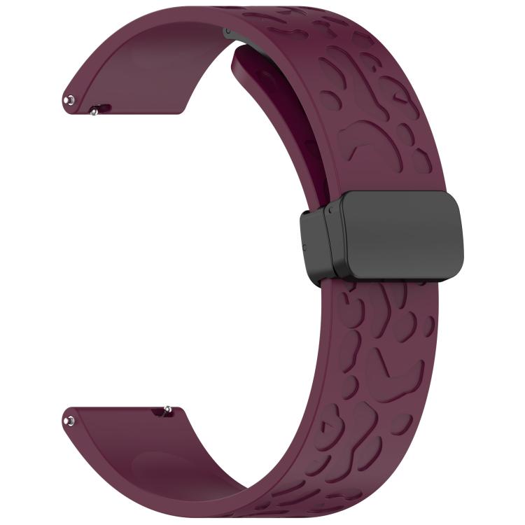 22mm Kalebol Universal Leopard Print Magnetic Folding Buckle Silicone Strap