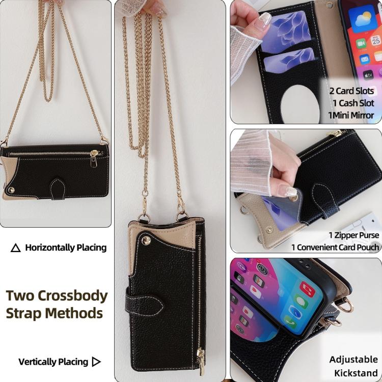 For TCL 503 Crossbody Chain Fishtail Litchi Leather Phone Case