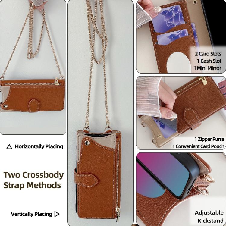 For TCL 503 Crossbody Chain Fishtail Litchi Leather Phone Case