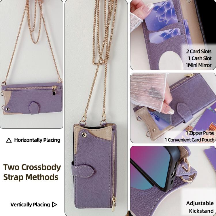 For TCL 503 Crossbody Chain Fishtail Litchi Leather Phone Case