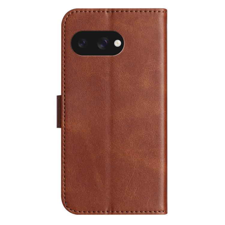 For Google Pixel 9a Dual-Folded S-shape Leather Phone Case