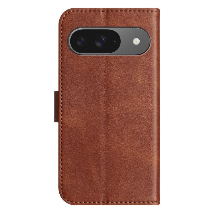 For Google Pixel 9 / 9 Pro Dual-Folded S-shape Leather Phone Case