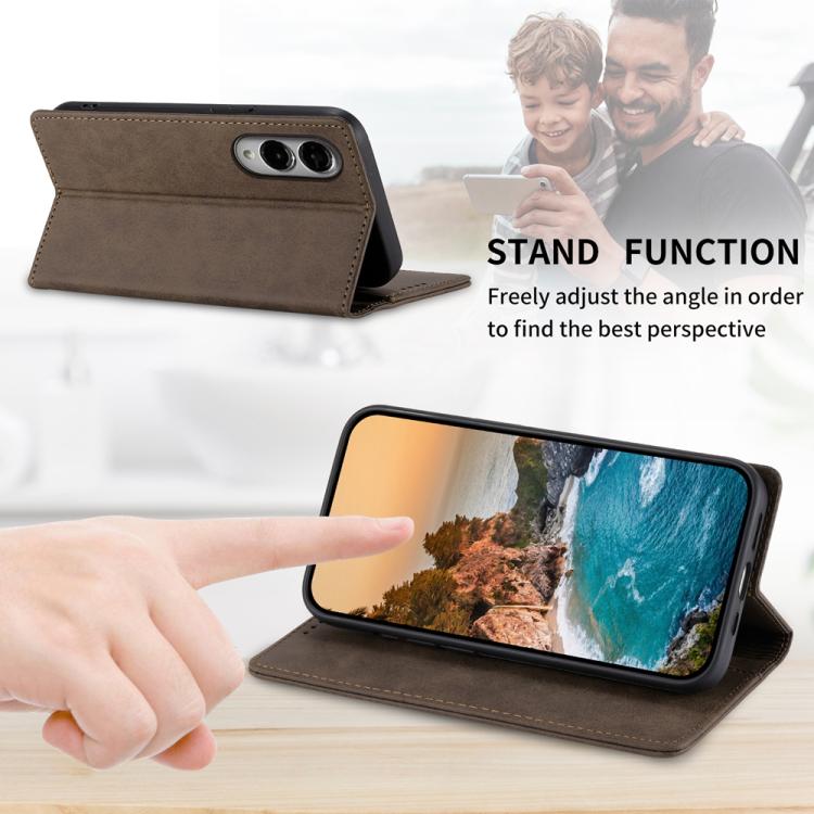 For Samsung Galaxy S25 Edge 5G Business Solid Color Magnetic RFID Leather Phone Case