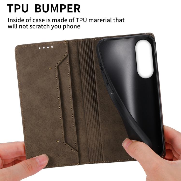 For Samsung Galaxy S25 Edge 5G Business Solid Color Magnetic RFID Leather Phone Case
