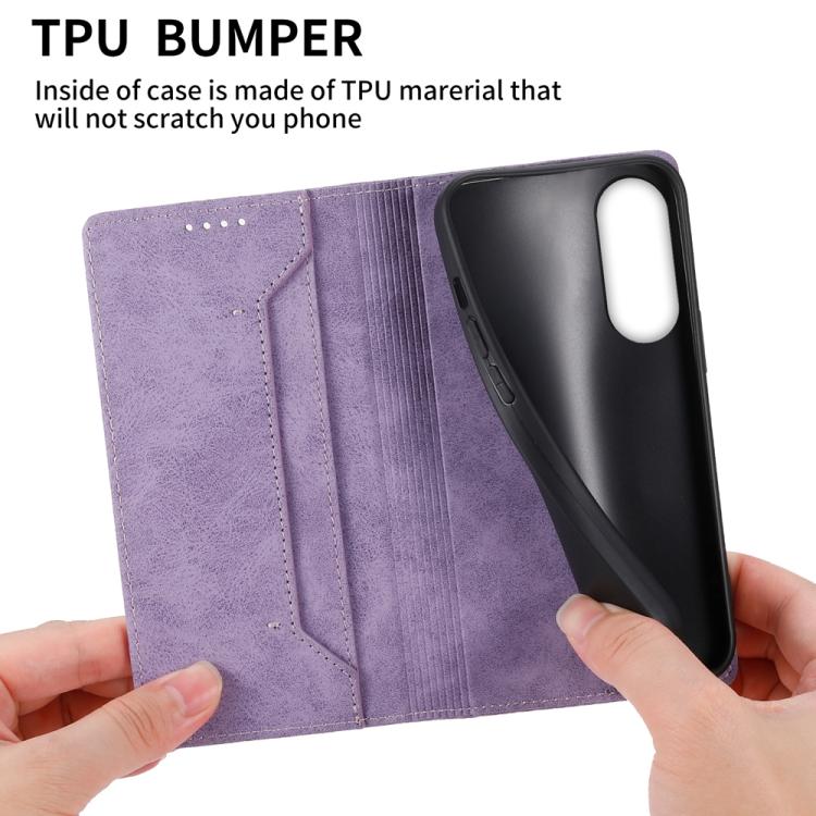 For Samsung Galaxy S25 Edge 5G Business Solid Color Magnetic RFID Leather Phone Case